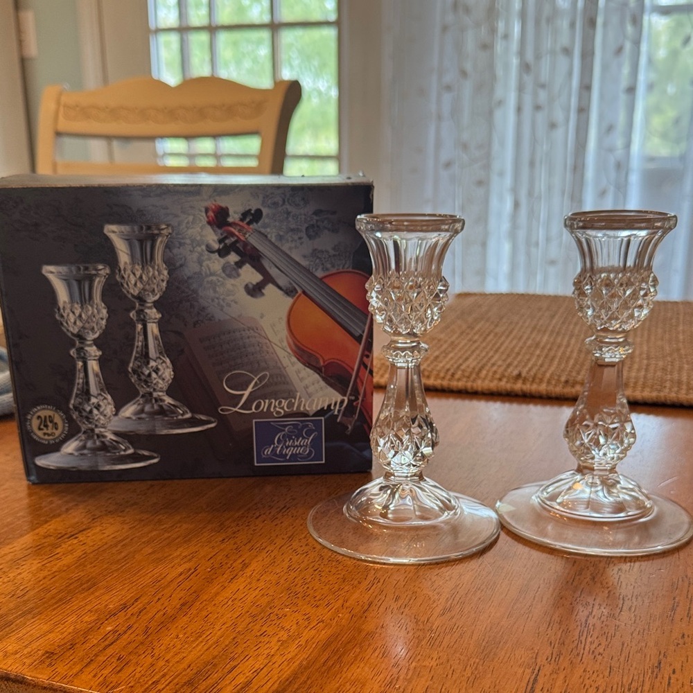 Longchamp Clear Crystal Candle Holders